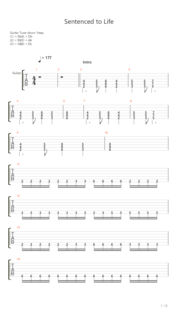 Sentenced To Life吉他谱