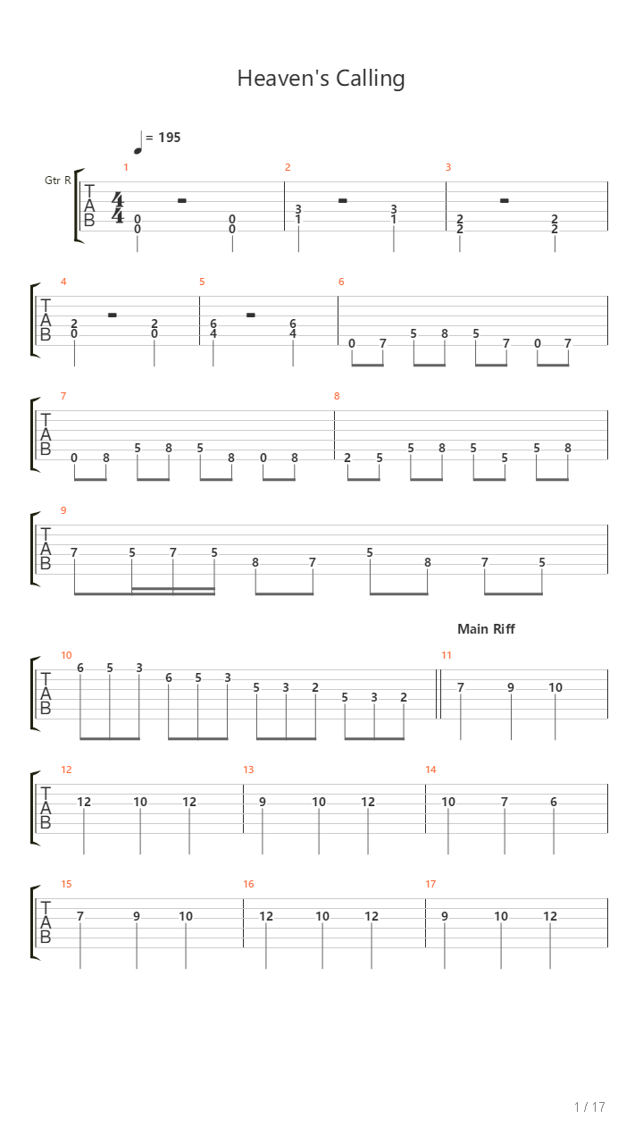 Heavens Calling吉他谱