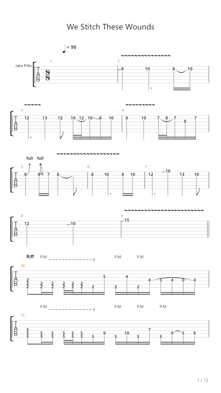 We Stitch These Wounds吉他谱