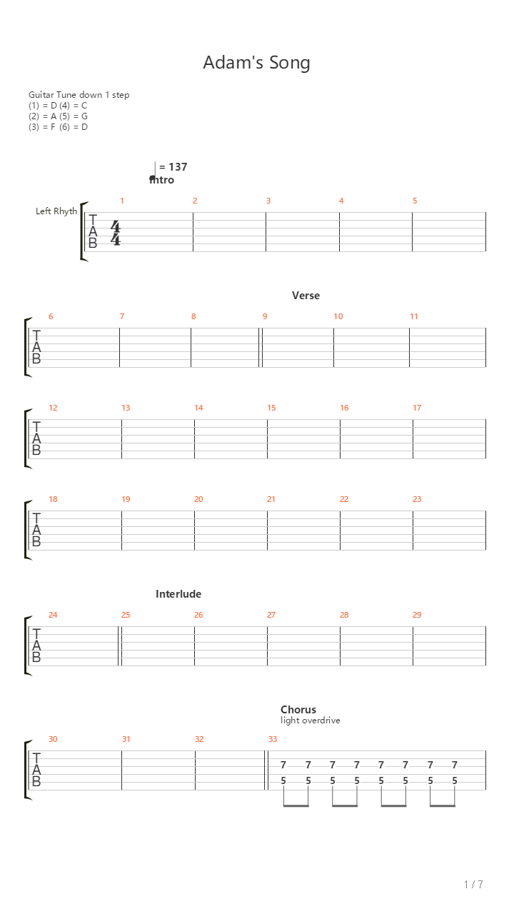Adams Song吉他谱
