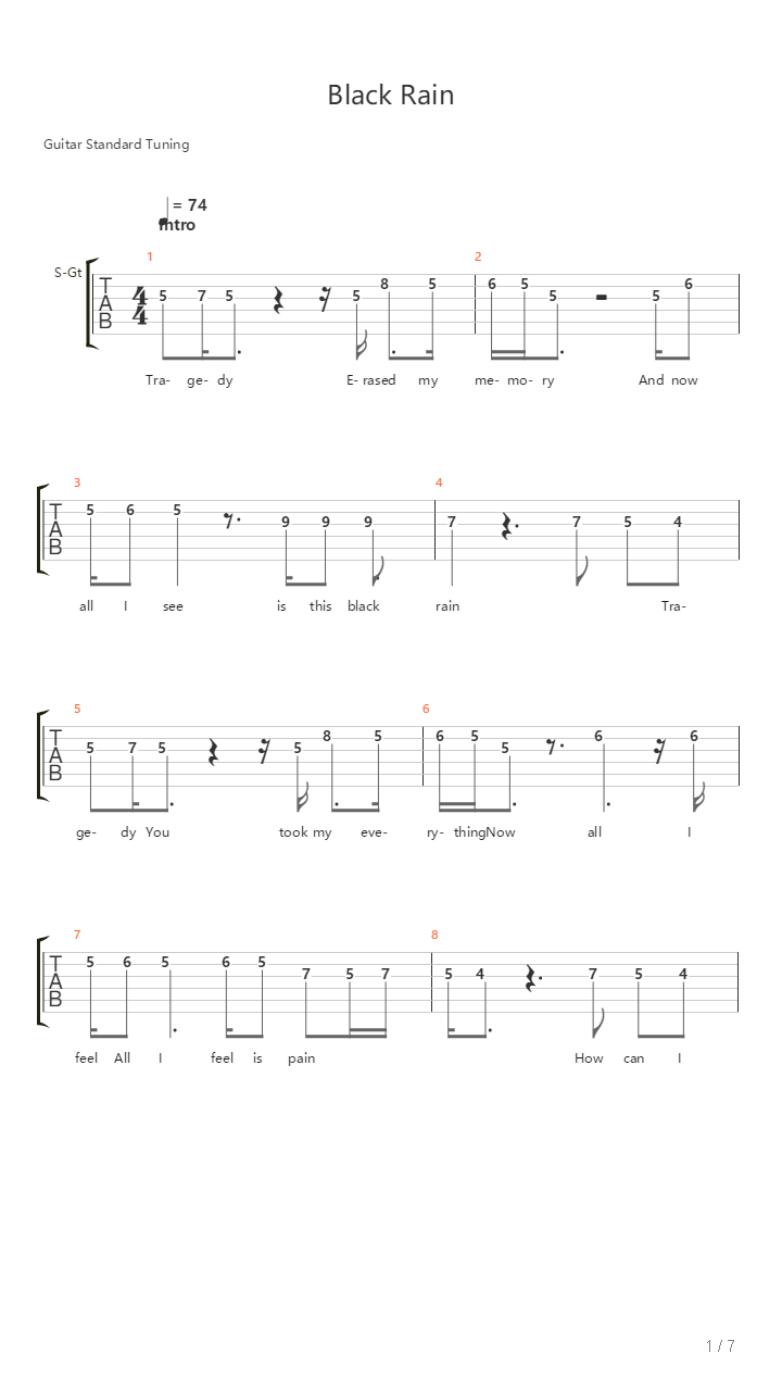 Black Rain吉他谱