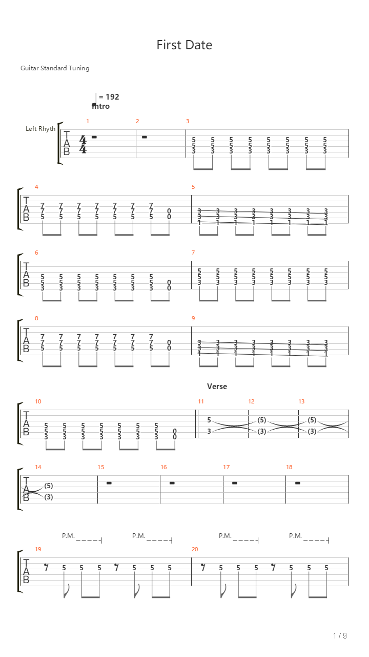 First Date吉他谱