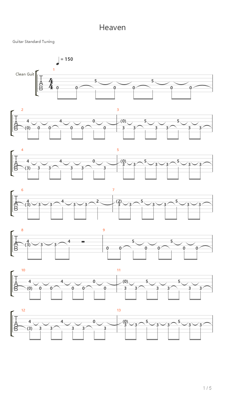 Heaven吉他谱