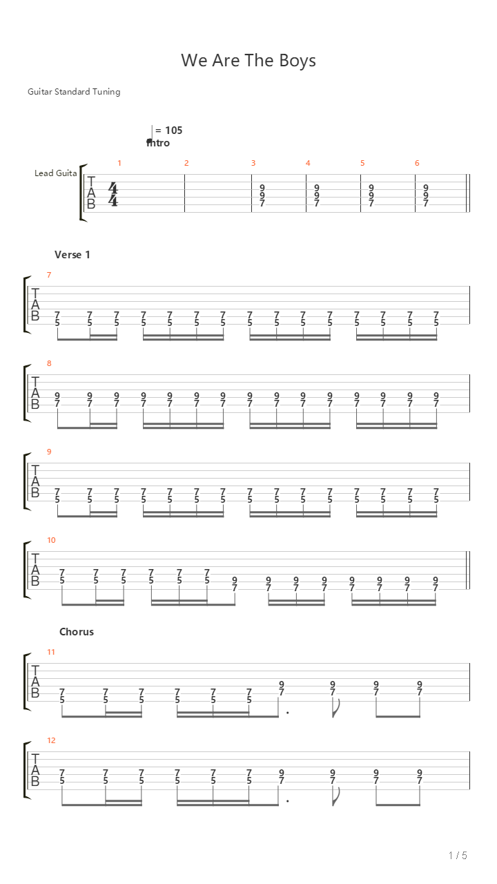 We Are The Boys吉他谱