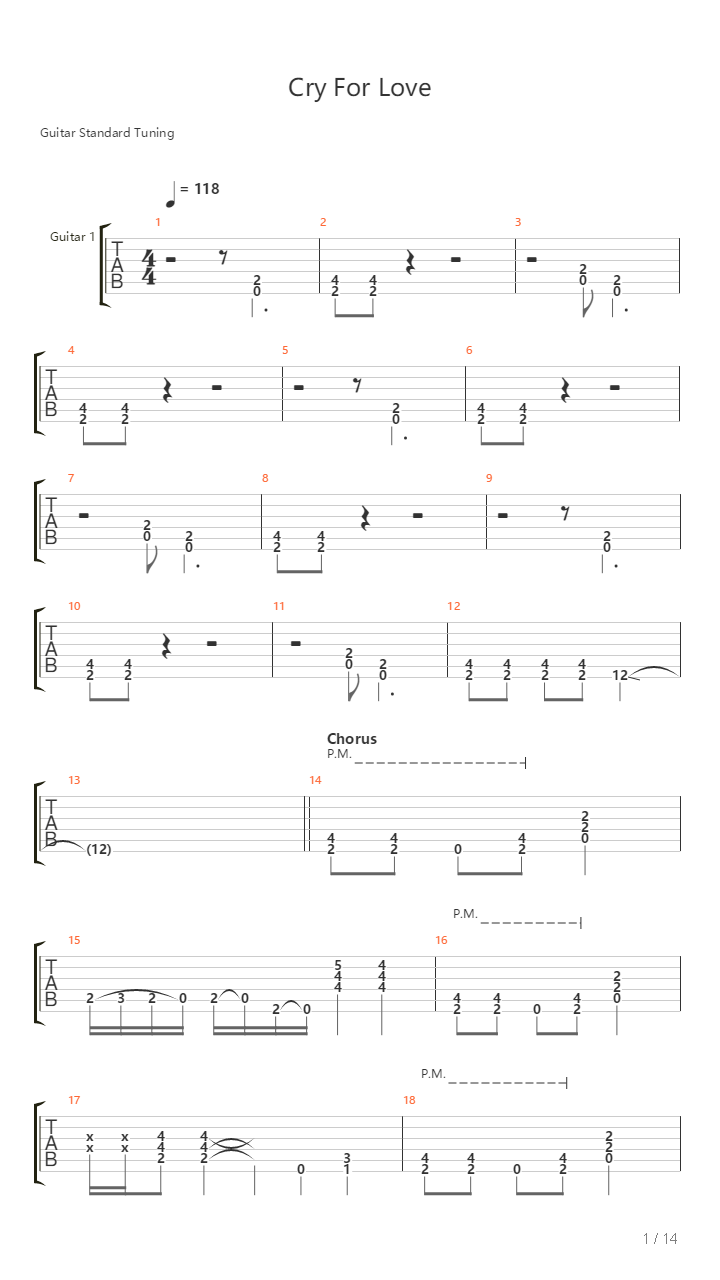 Cry For Love吉他谱