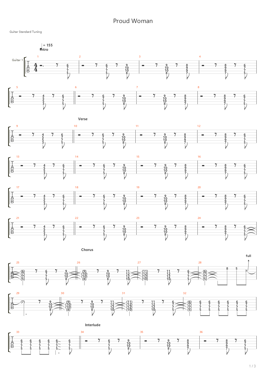 Proud Woman吉他谱