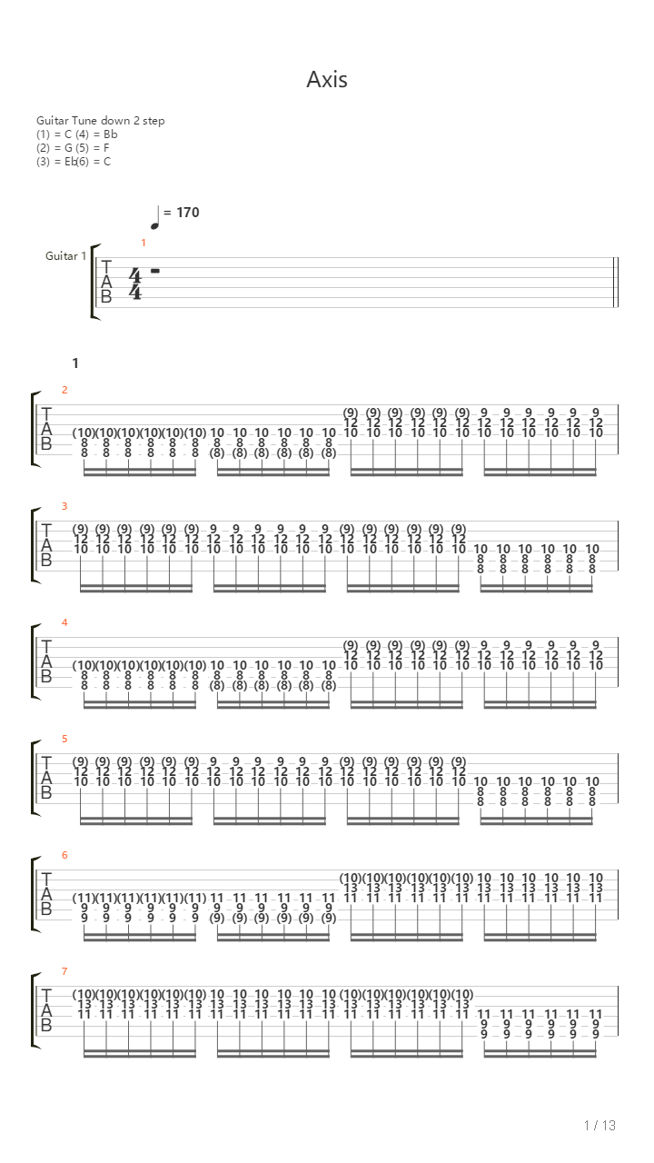 Axis吉他谱