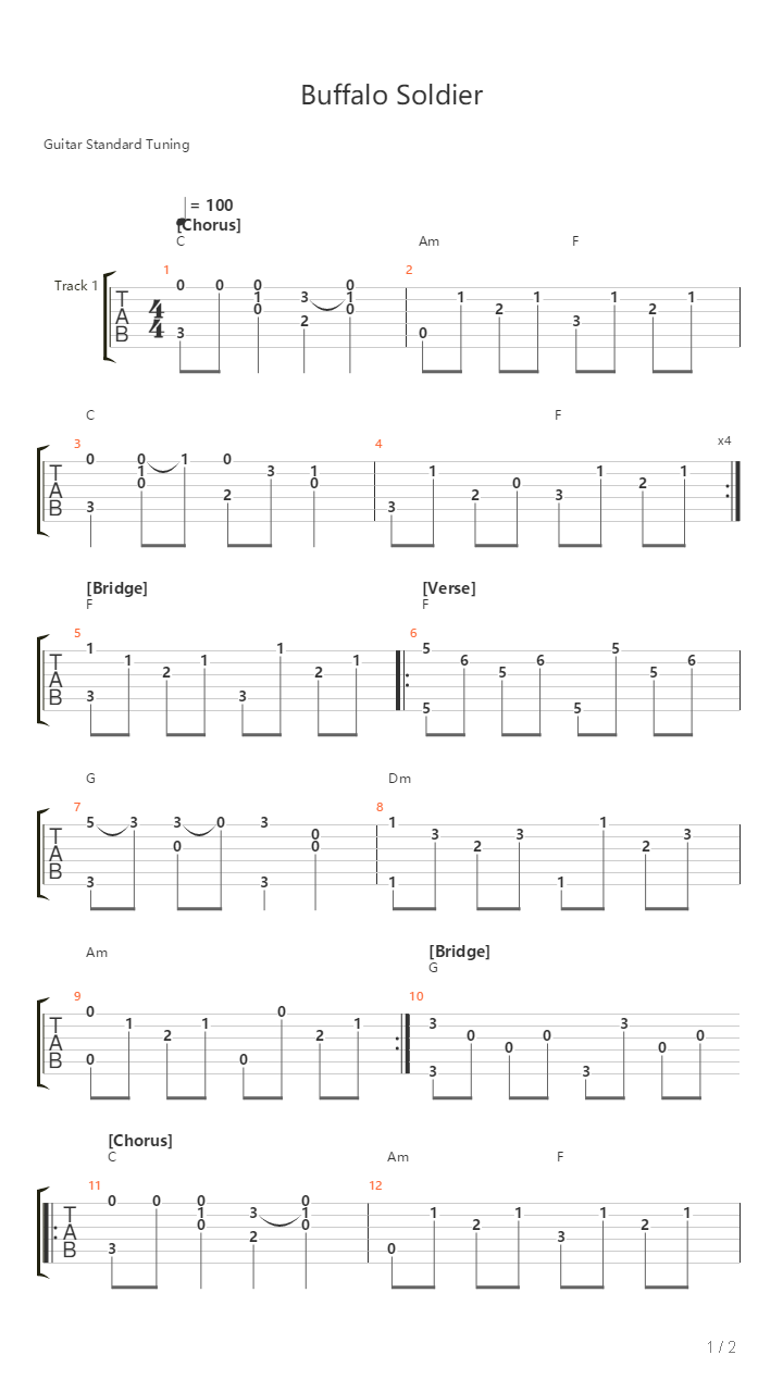 Buffalo Soldier吉他谱