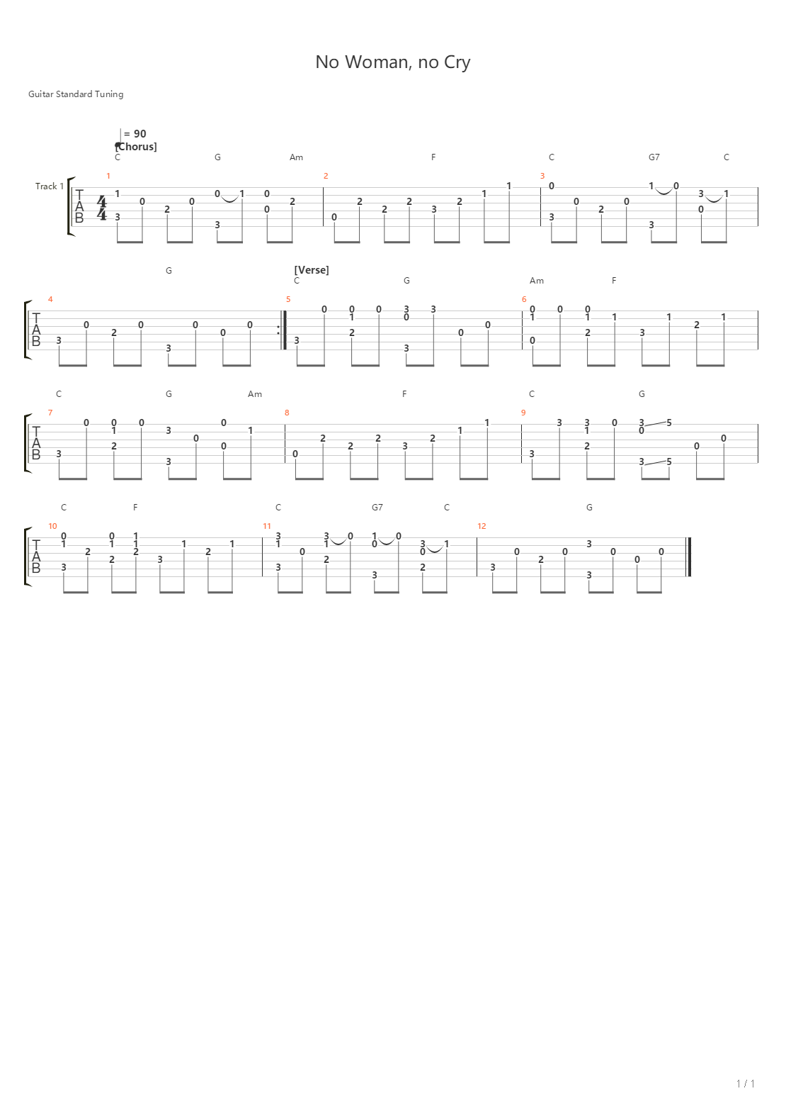 No Woman No Cry吉他谱