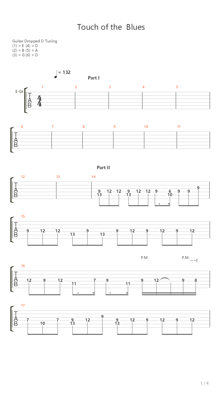 Touch Of The Blues吉他谱