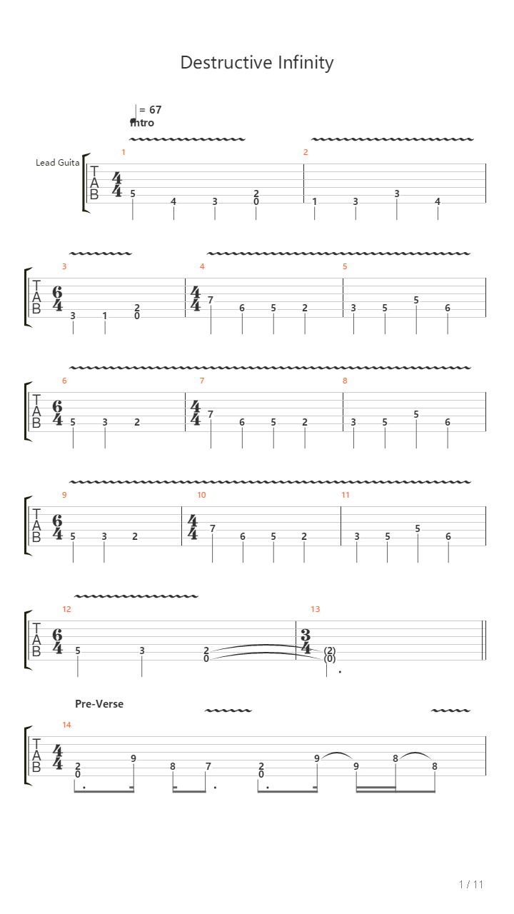 Destructive Infinity吉他谱