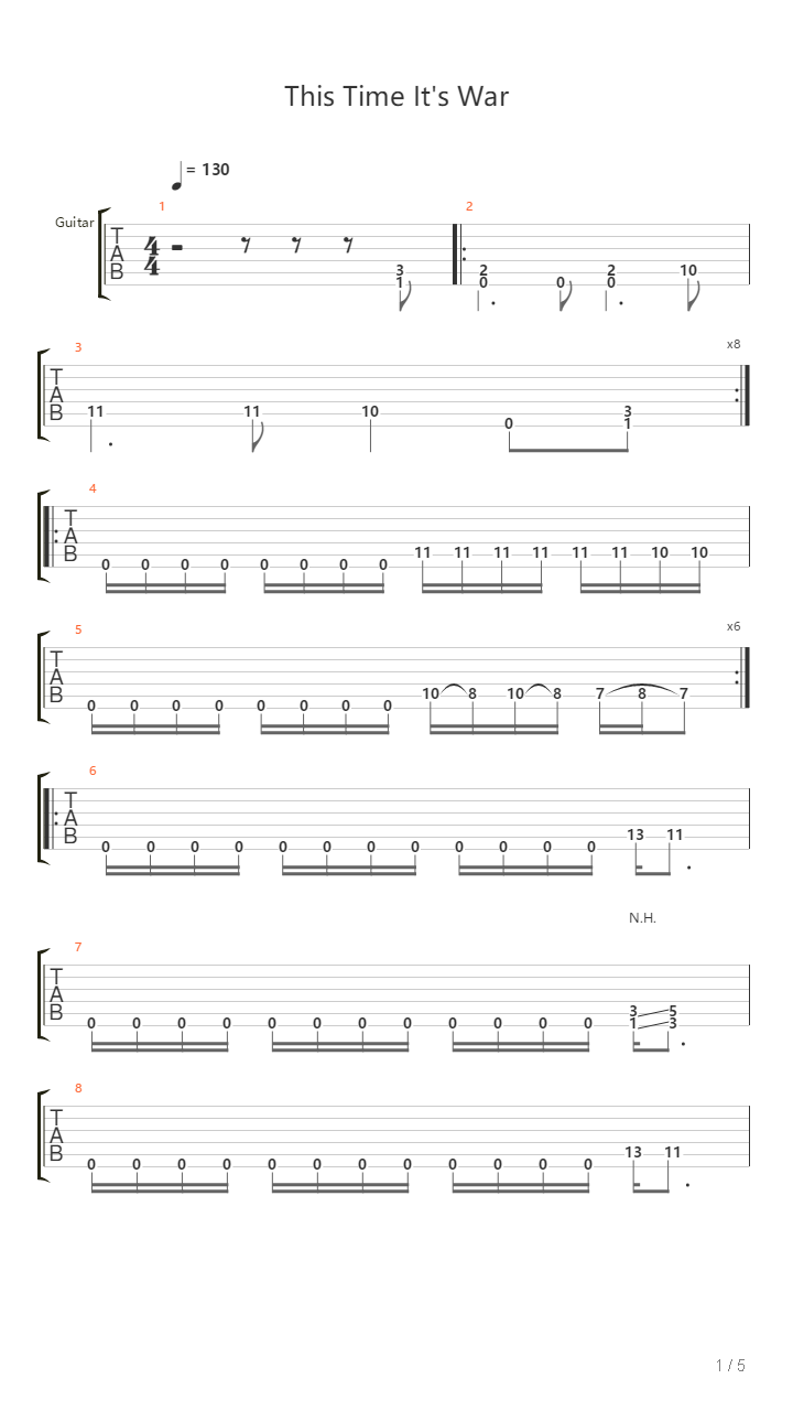 This Time Its War吉他谱