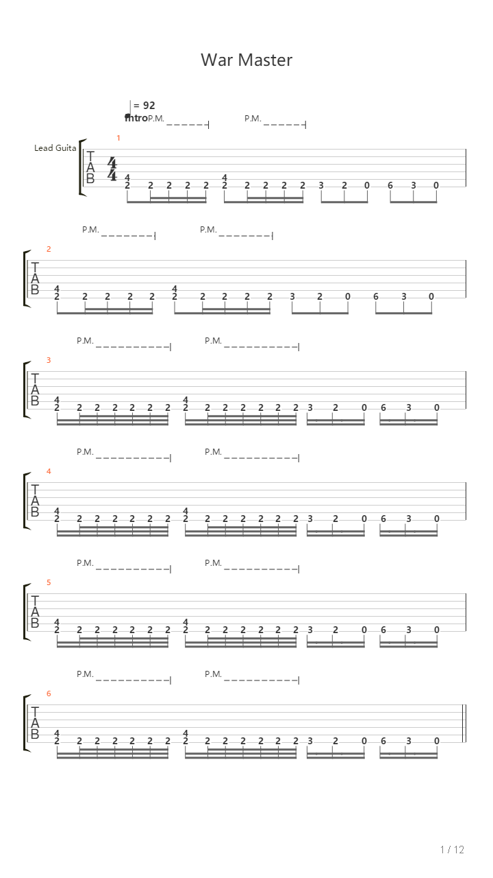 War Master吉他谱