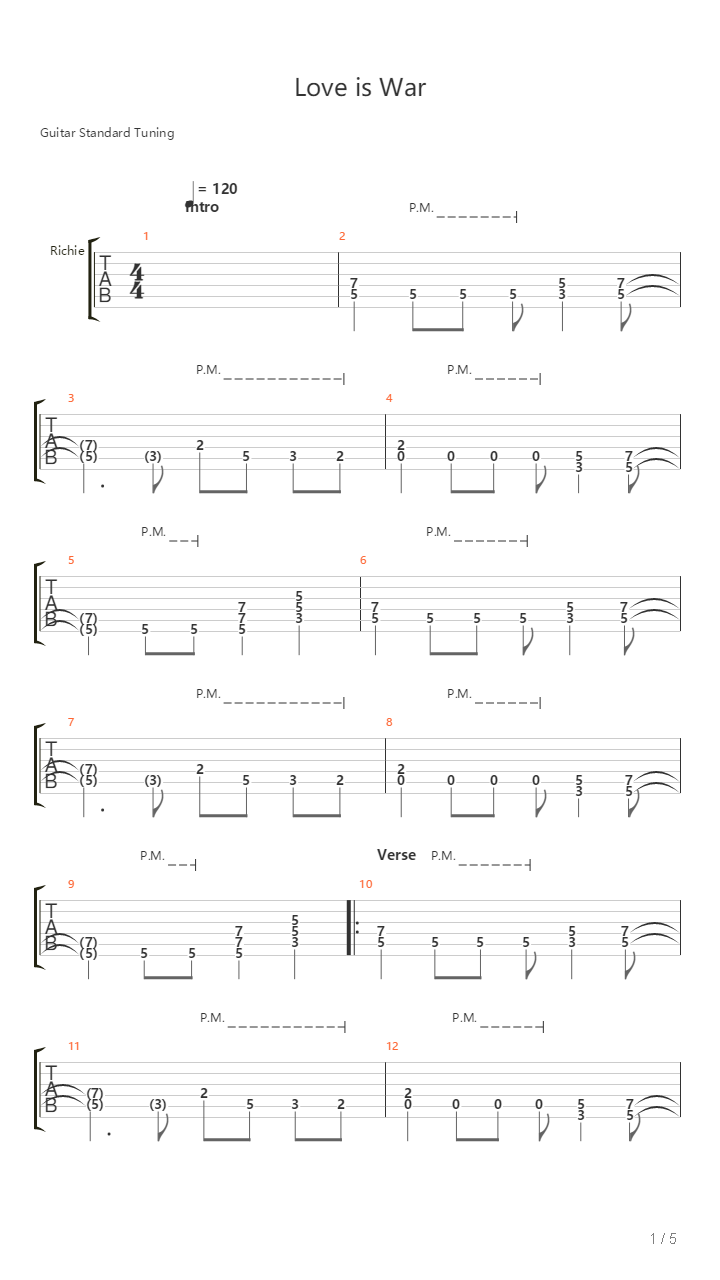 Love Is War吉他谱