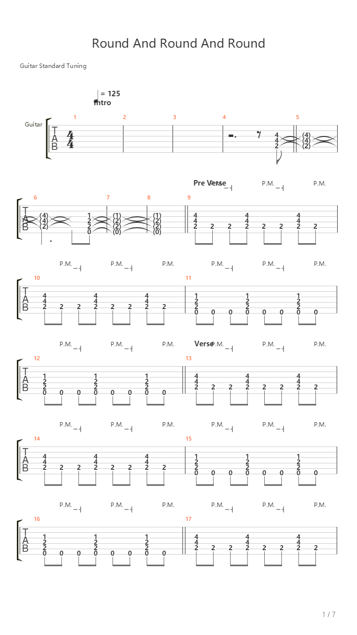 Round And Round And Round吉他谱