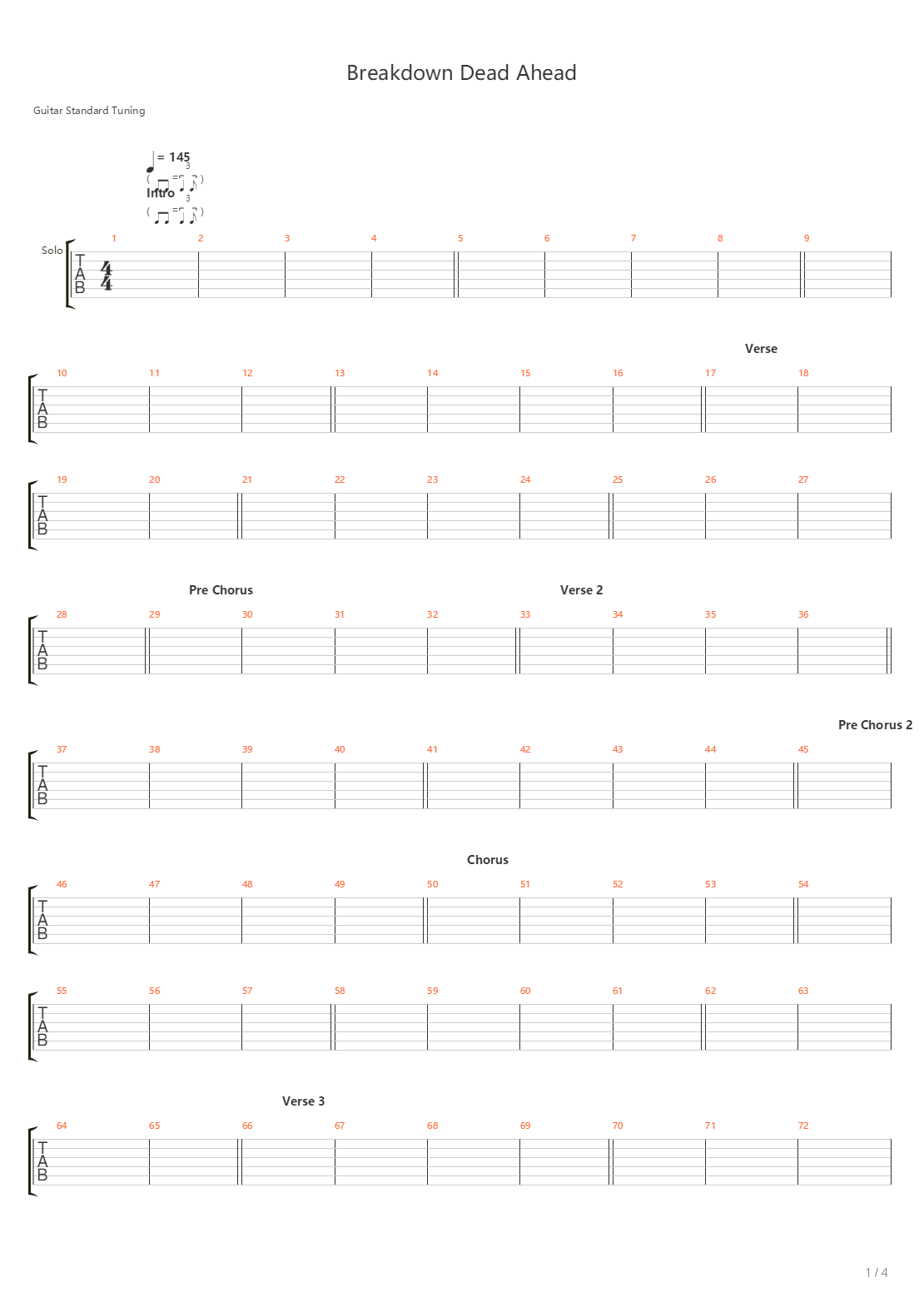 Breakdown Dead Ahead吉他谱