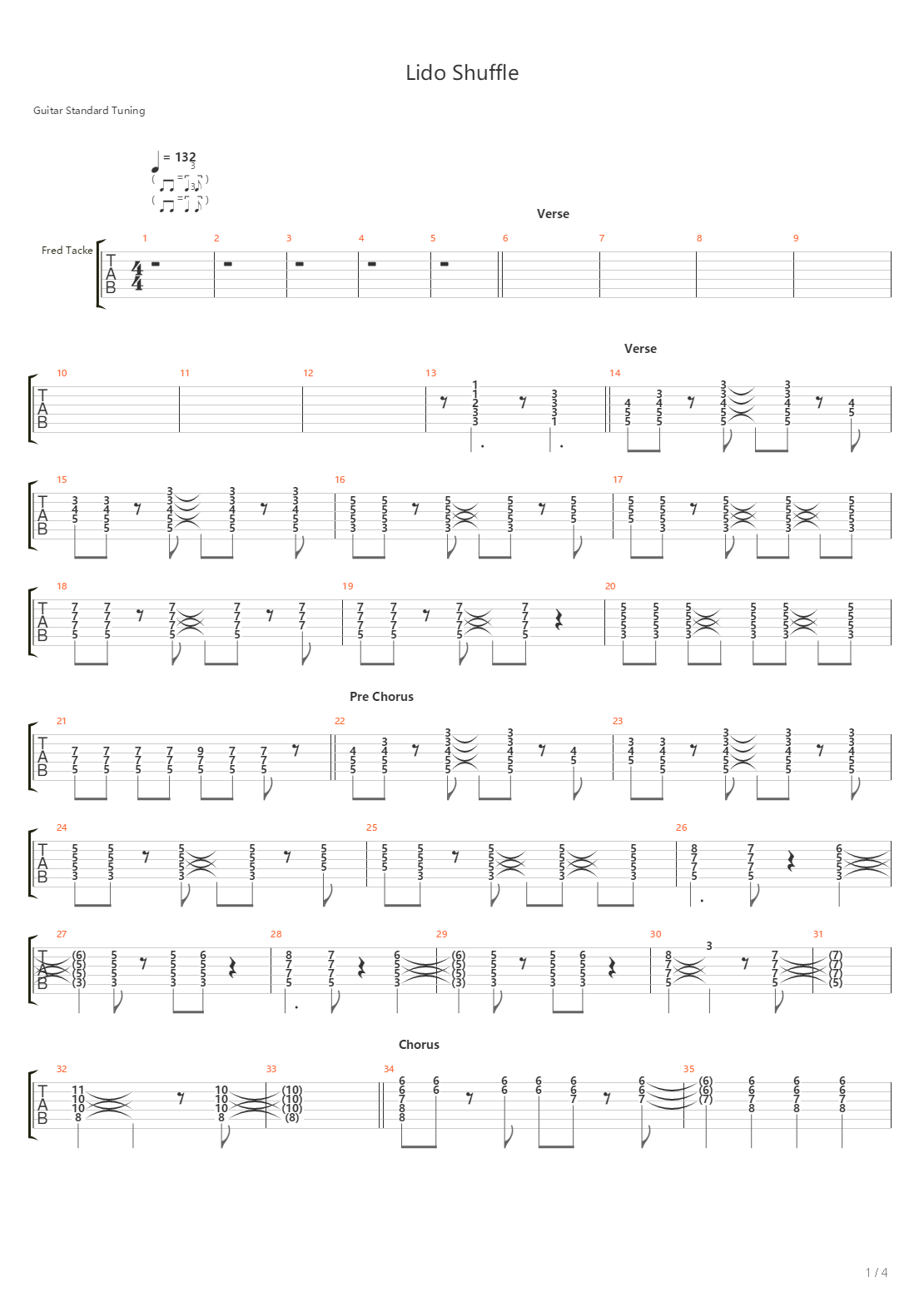 Lido Shuffle吉他谱