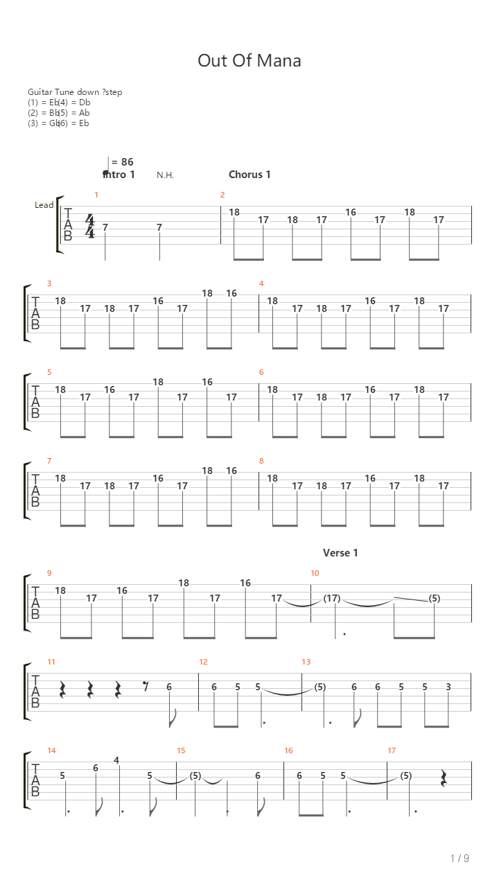 Out Of Mana吉他谱