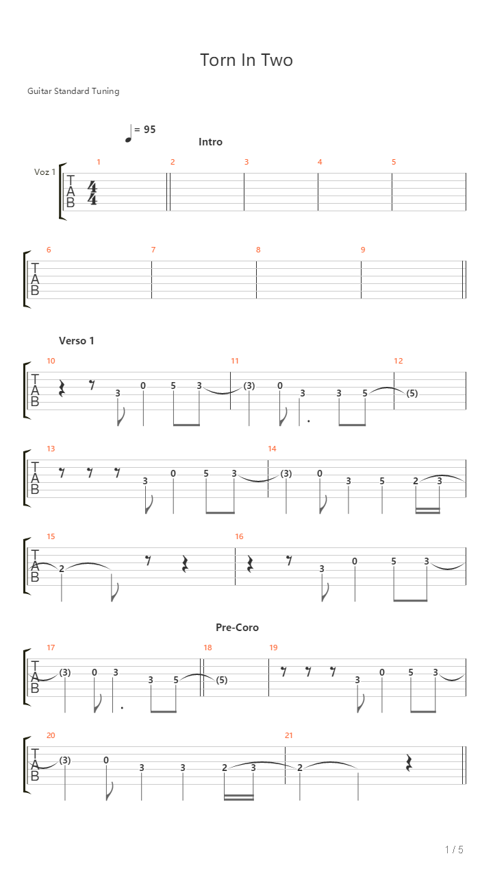 Torn In Two吉他谱