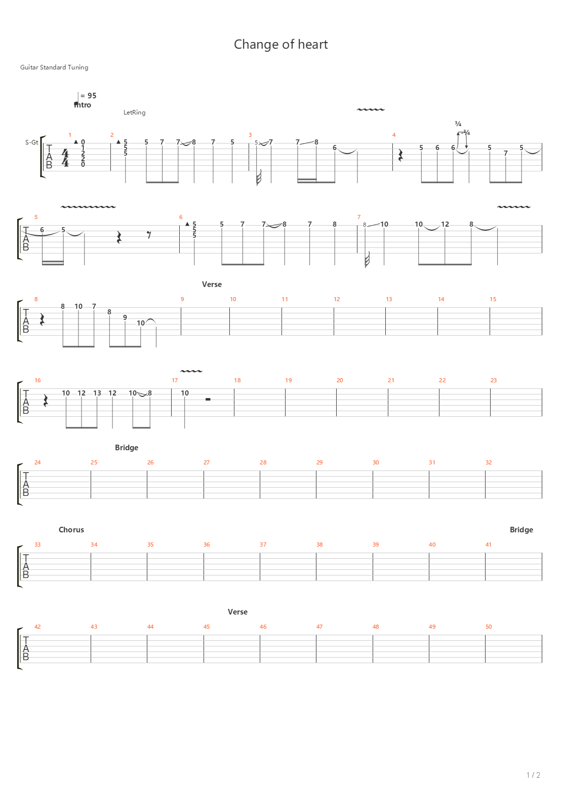 Change Of Heart吉他谱