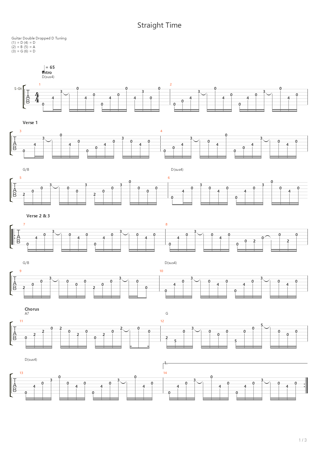 Straight Time吉他谱