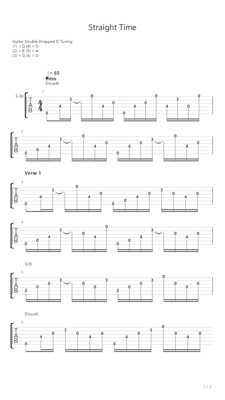 Straight Time吉他谱