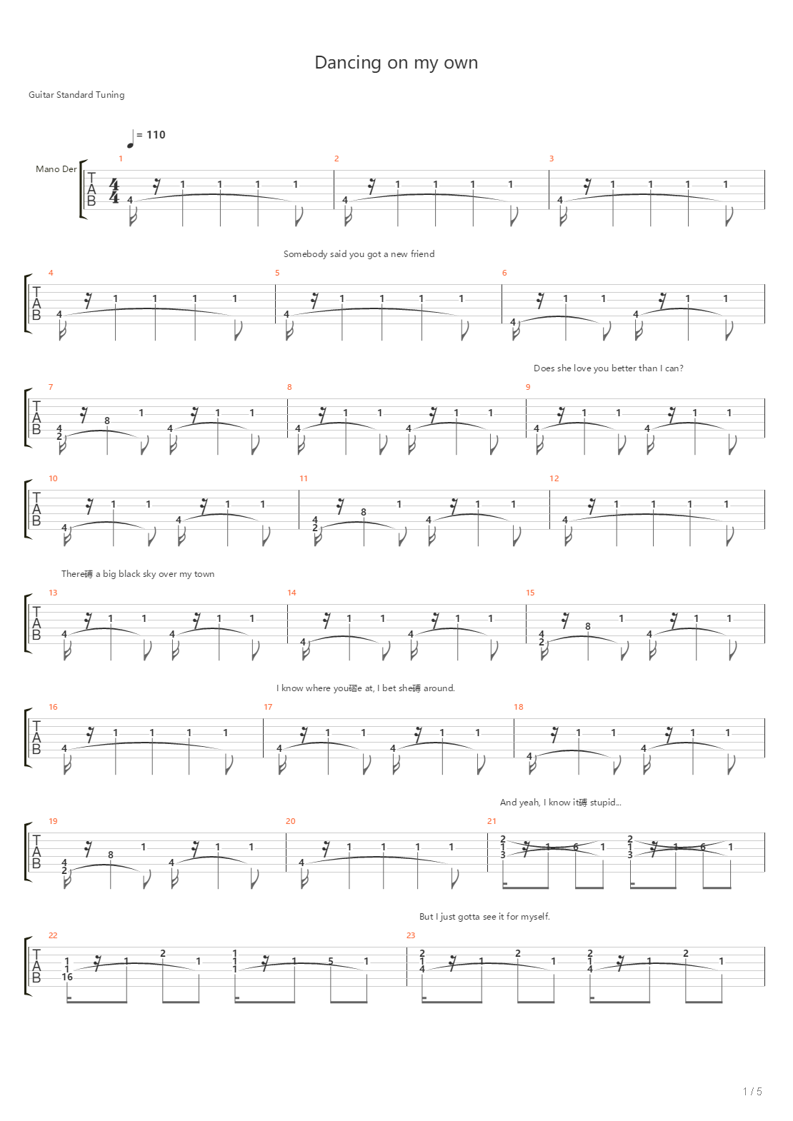 Dancing On My Own吉他谱