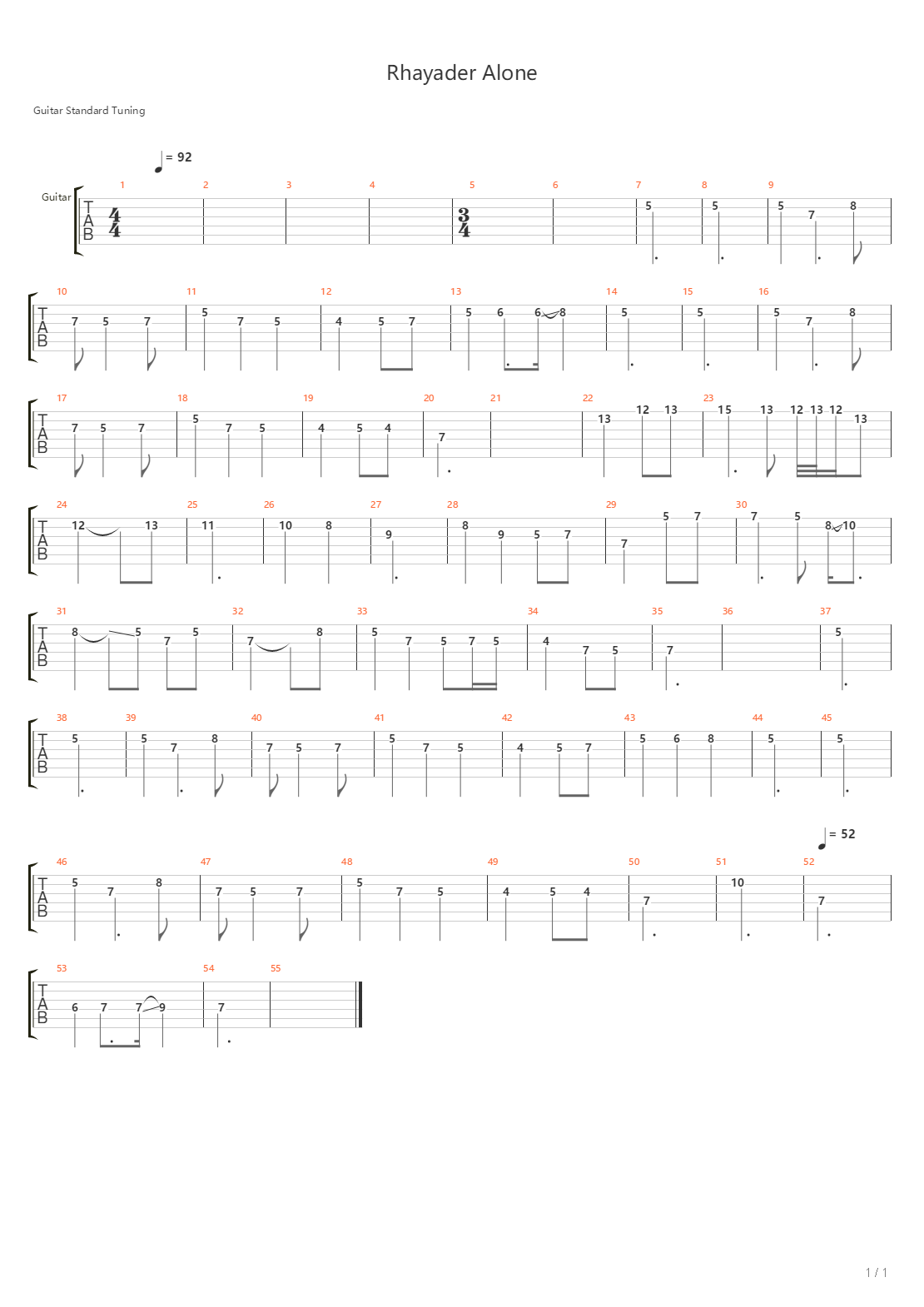 Rhayader Alone吉他谱