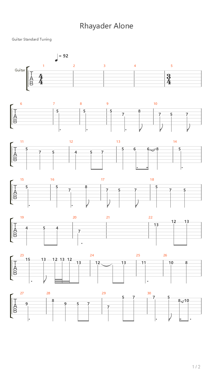 Rhayader Alone吉他谱