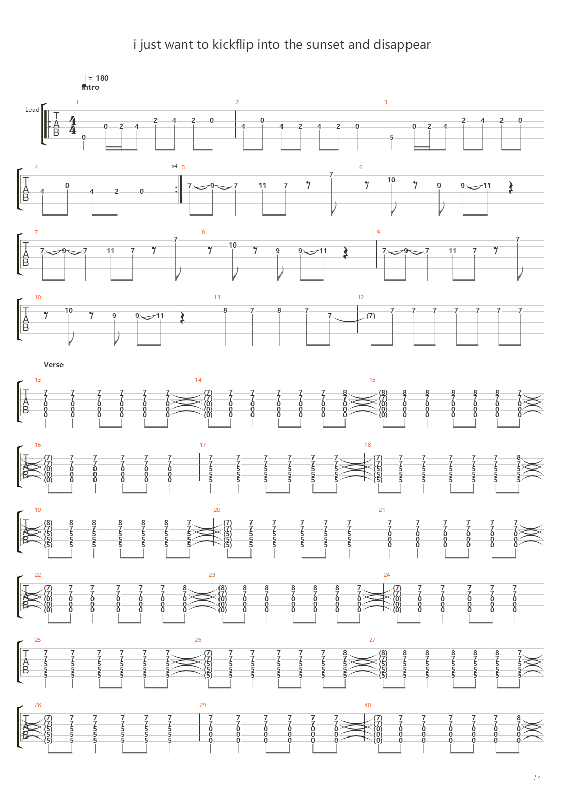 I Just Want To Kickflip Into The Sunset And Disappear吉他谱