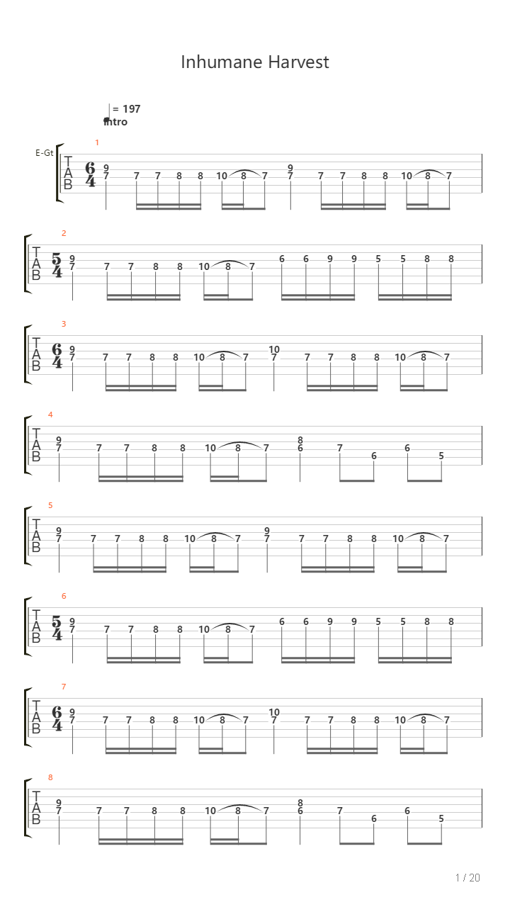 Inhumane Harvest吉他谱