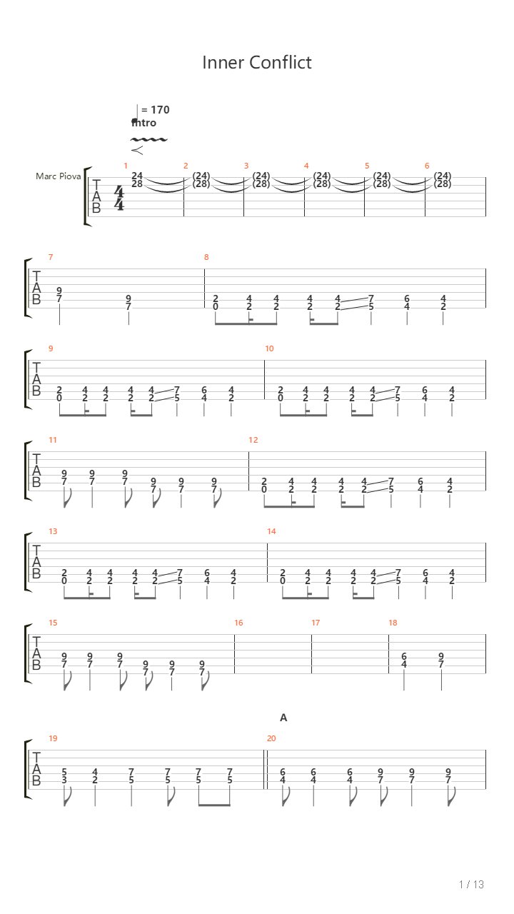 Inner Conflict吉他谱