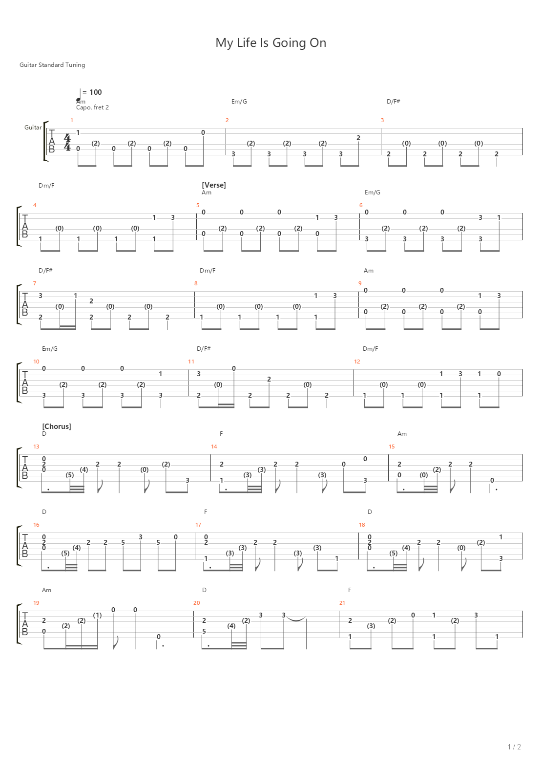 My Life Is Going On吉他谱