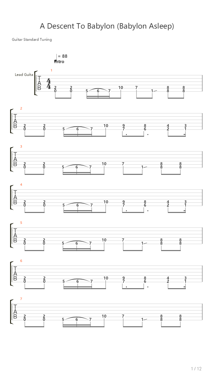 A Descent To Babylon吉他谱
