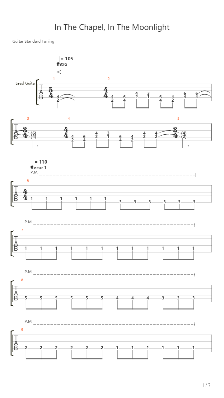 In The Chapel In The Moonlight吉他谱