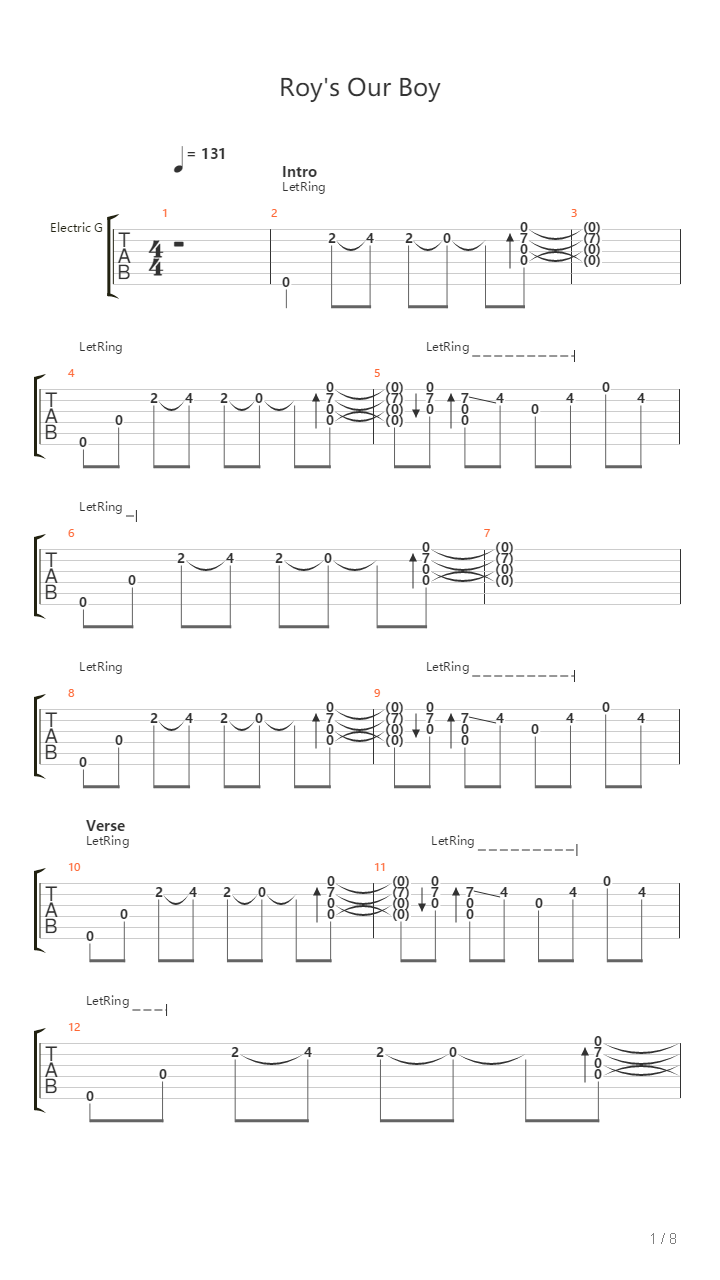 Roys Our Boy吉他谱