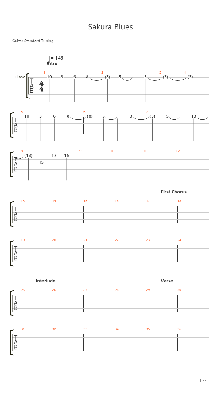 Sakura Blues吉他谱