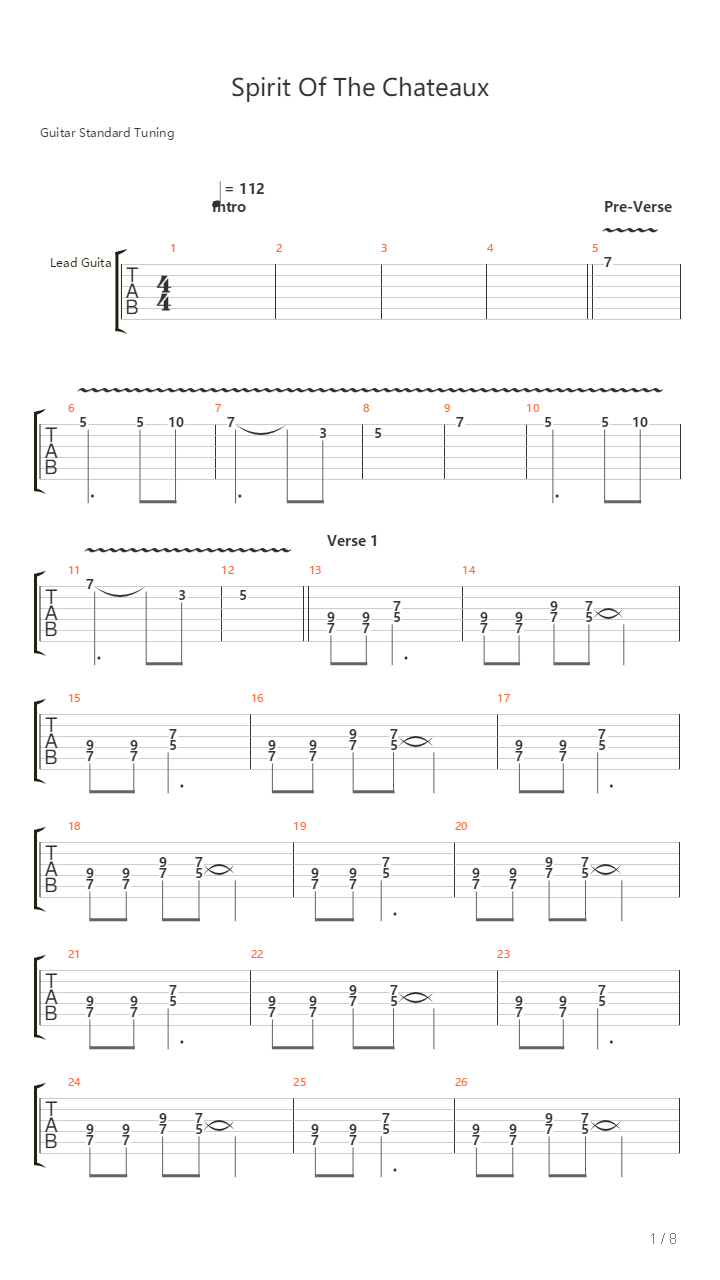 Spirit Of The Chateaux吉他谱