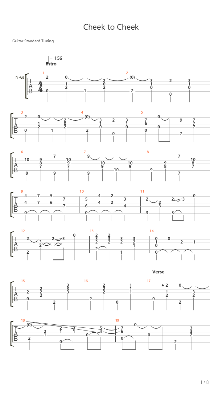 Cheek To Cheek吉他谱