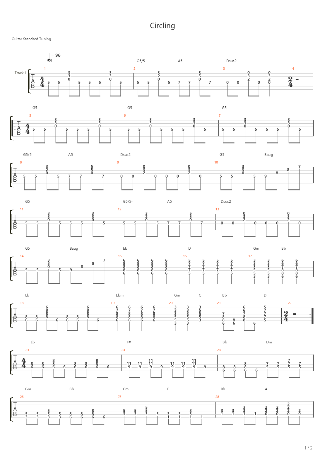 Circling吉他谱