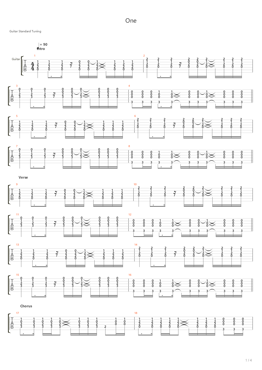 One吉他谱