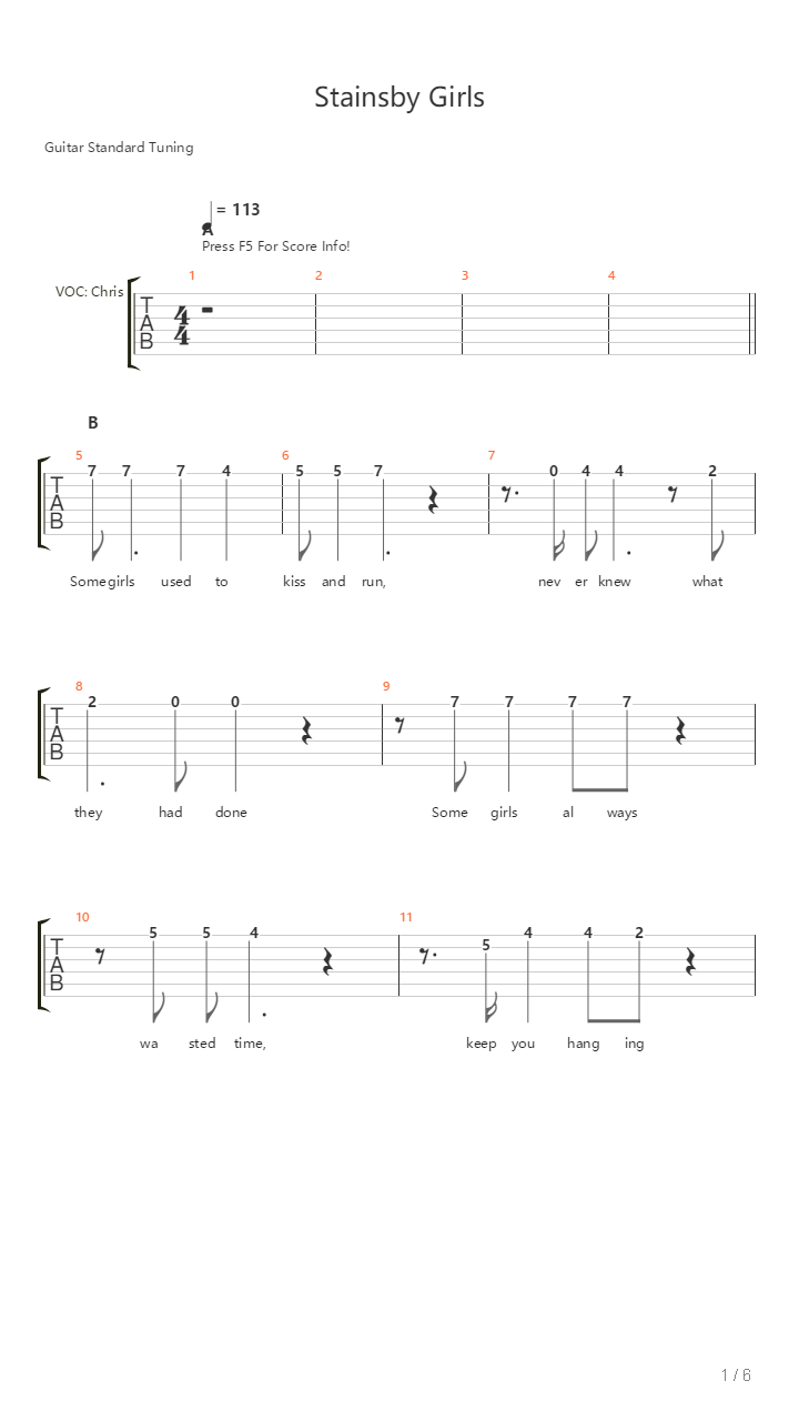 Stainsby Girls吉他谱