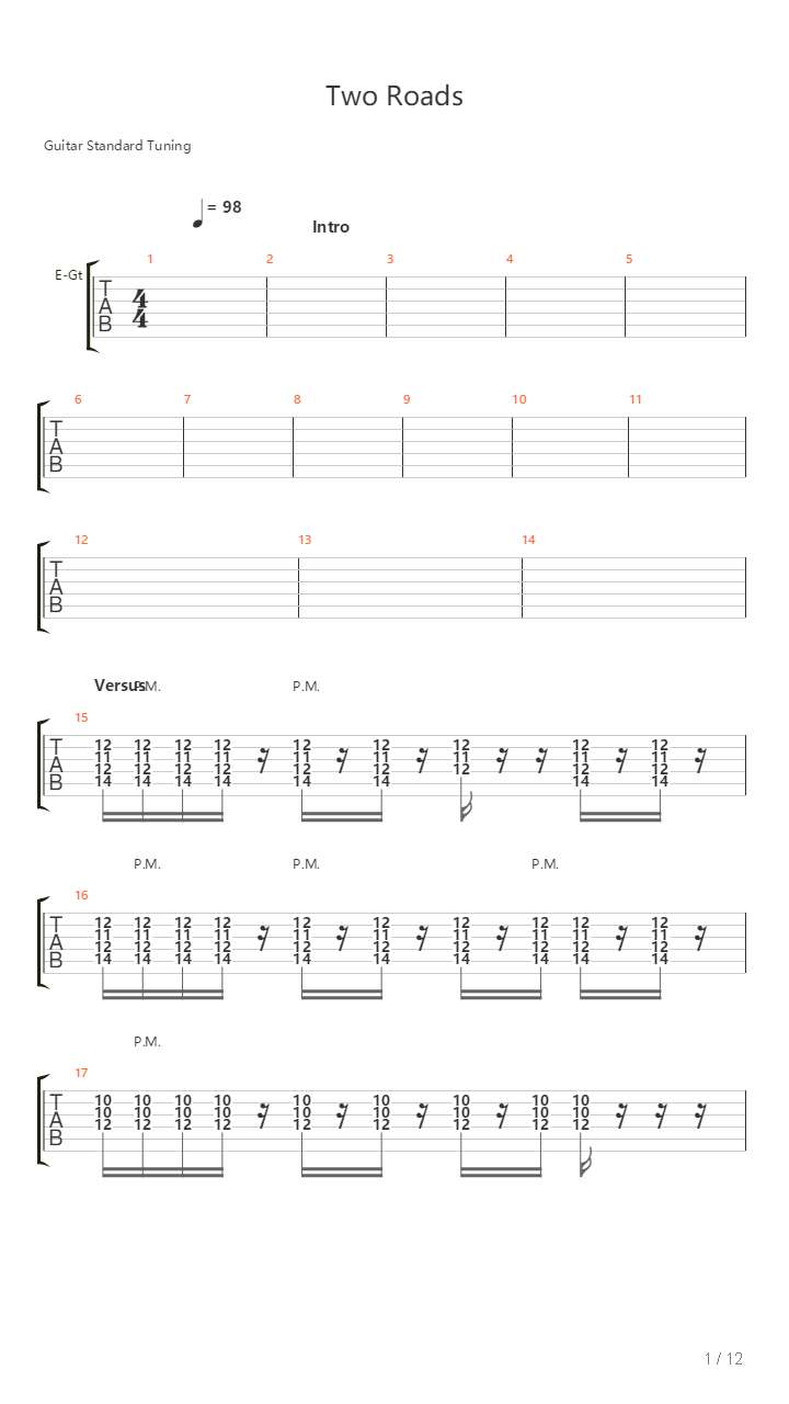 Two Roads吉他谱