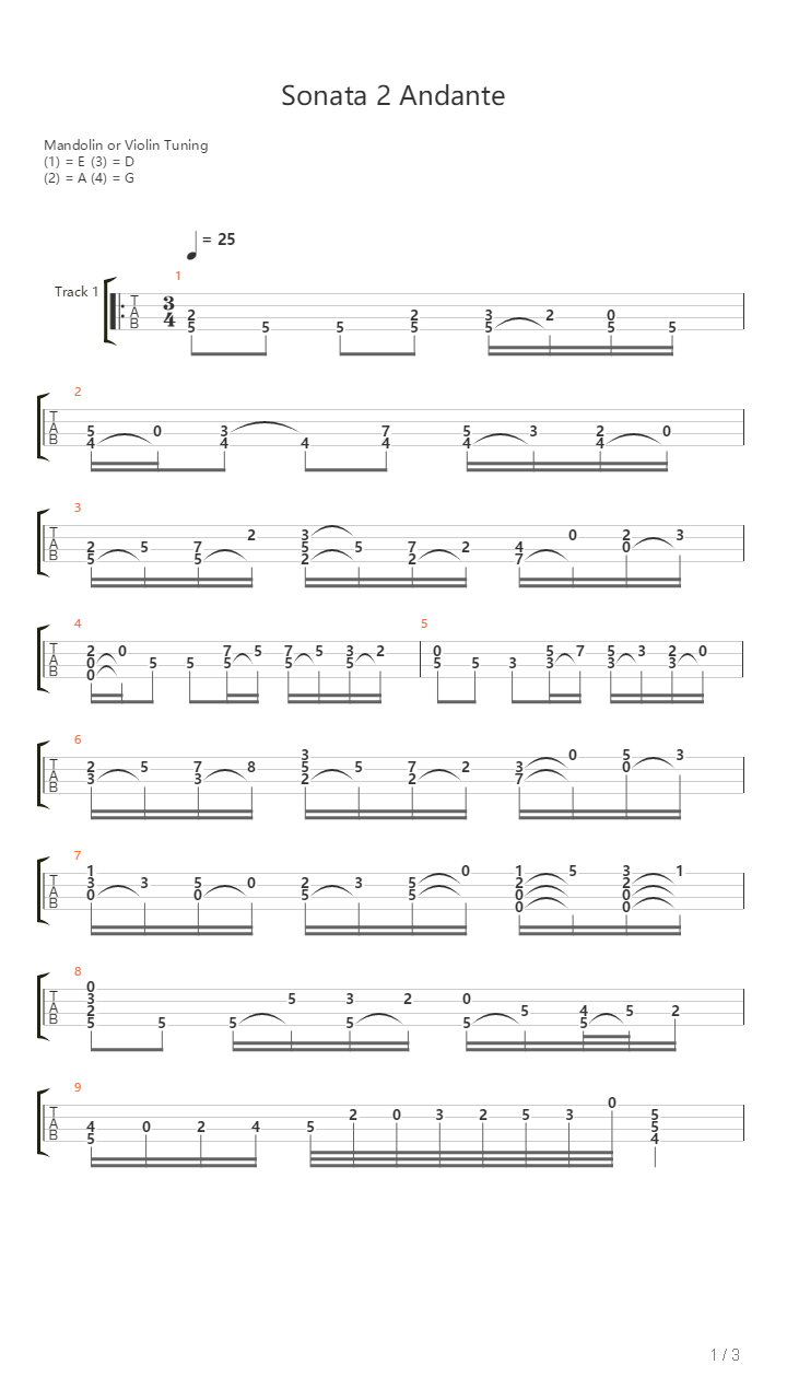 Sonata No 2 In A Minor Bwv 1003 Iii Andante吉他谱