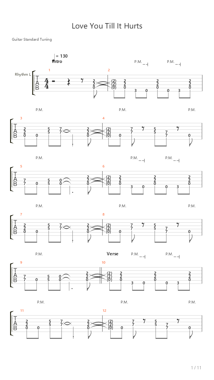 Love You Til It Hurts吉他谱