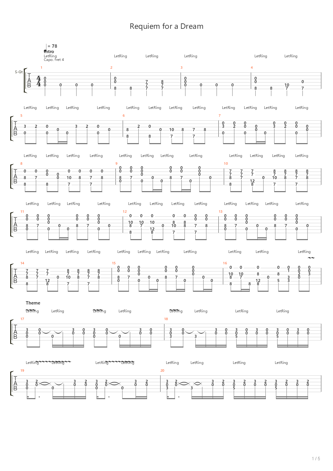 Requiem For A Dream吉他谱