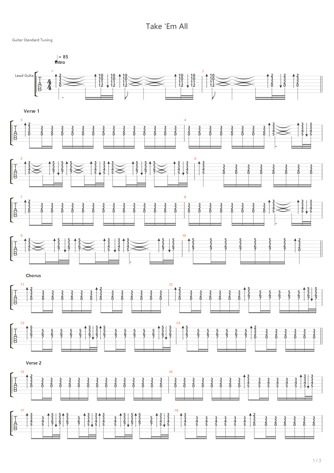 Take Em All吉他谱