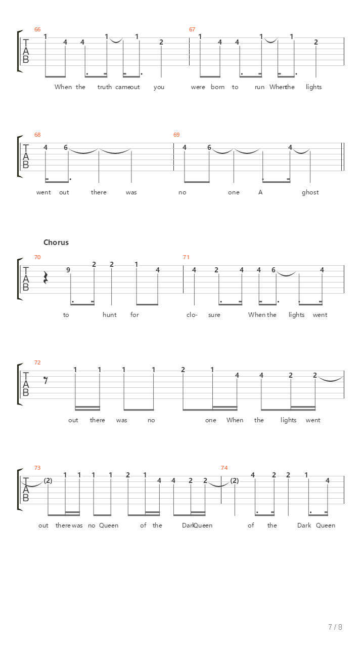 Queen Of The Dark吉他谱