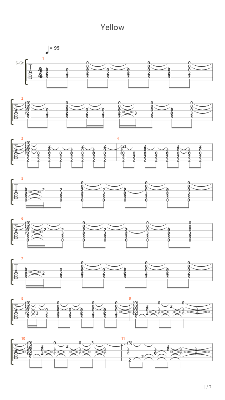 Yellow吉他谱