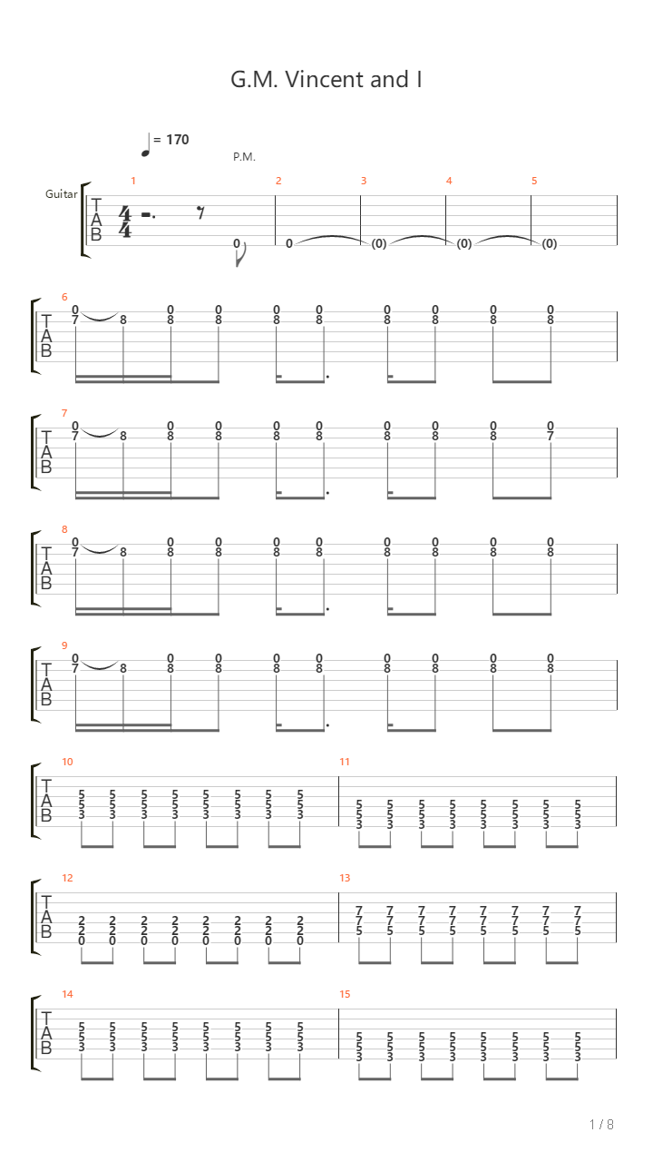 G M Vincent And I吉他谱